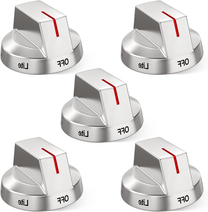 S-Union مقابض موقد سامسونج DG94-04167 المحدثة للاستبدال، DG94-04167A لموقد الغاز، تناسب NX60A6111SS/AA NX60A6311SS/AA NX60A6511SS/AA NX60A6711SS/AA لمقبض موقد سامسونج (فضي) - Image 1